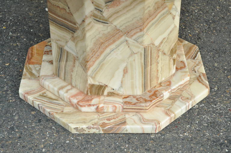 Late 20th Century Fine Mosaic Agate & Resin Pedestal Base Dining or Center Table attr to Muller's