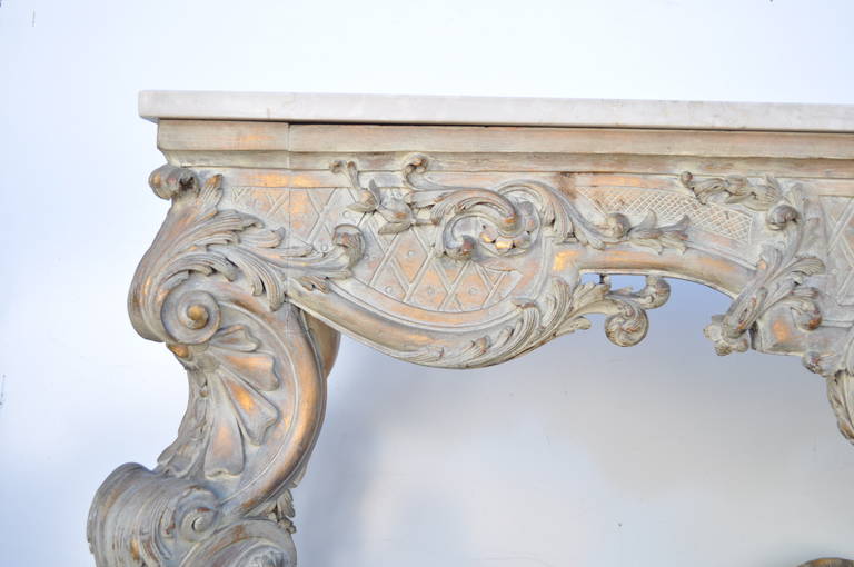 Expertly Carved French Marble-Top Console in the Louis XV Rococo Taste For Sale 4
