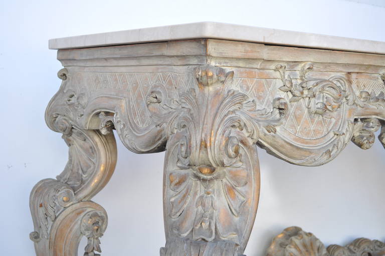 Expertly Carved French Marble-Top Console in the Louis XV Rococo Taste For Sale 3
