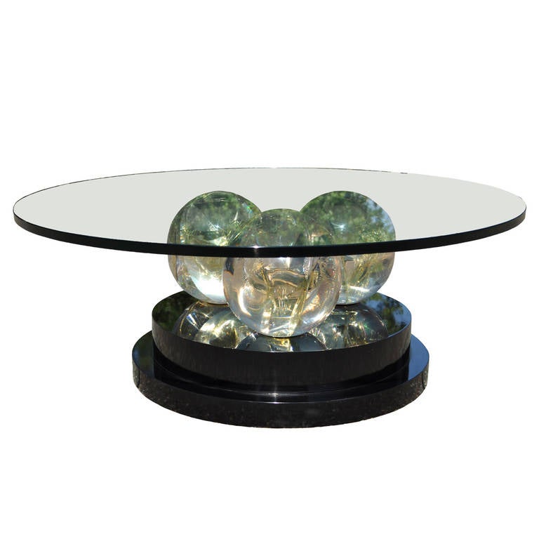 Triple Spherical, Fractured Resin Coffee Table after Pierre Giraudon