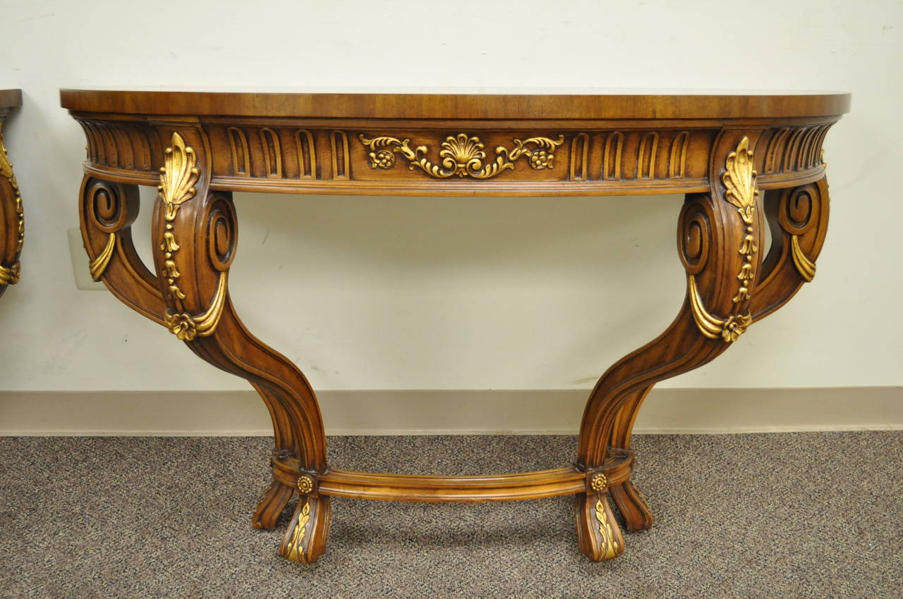 American Pair of Karges Demilune Wall Mounted Consoles in the French Louis XV Taste