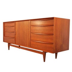 Danish Modern Teak Wood Tambour Door Sideboard by Falster