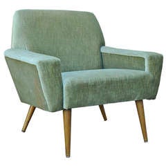 Mid Century Modern Green Lounge Chair Italian Gio Ponti Style