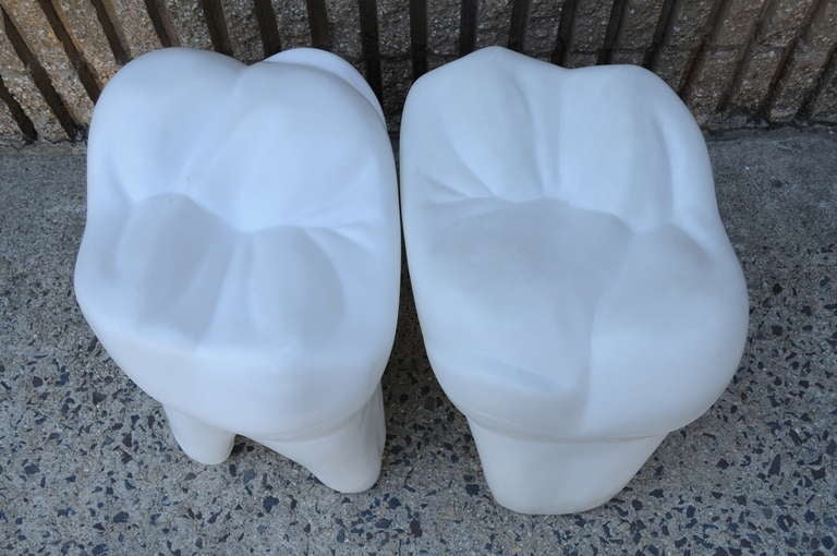 Mid-Century Modern 2 Giant Vintage 1981 Molded Plastic Pop Art Teeth Stools by Golden West Dental
