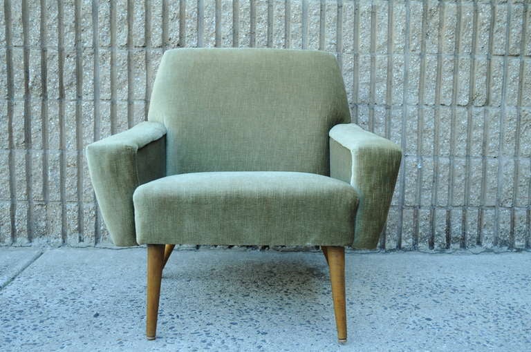Mid Century Modern Green Lounge Chair Italian Gio Ponti Style