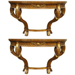Pair of Karges Demilune Wall Mounted Consoles in the French Louis XV Taste
