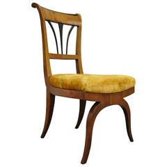 19th C. Biedermeier Period Ebonized & Burl Walnut Side Chair