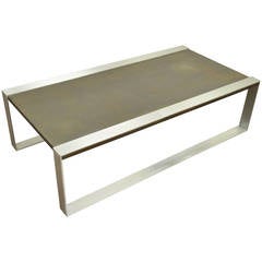 Mid-Century Modern Embossed Copper and Brushed Steel Coffee Table after Laverne