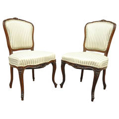 Pair of 19th Century Carved Walnut French Louis XV Style Side Chairs 6