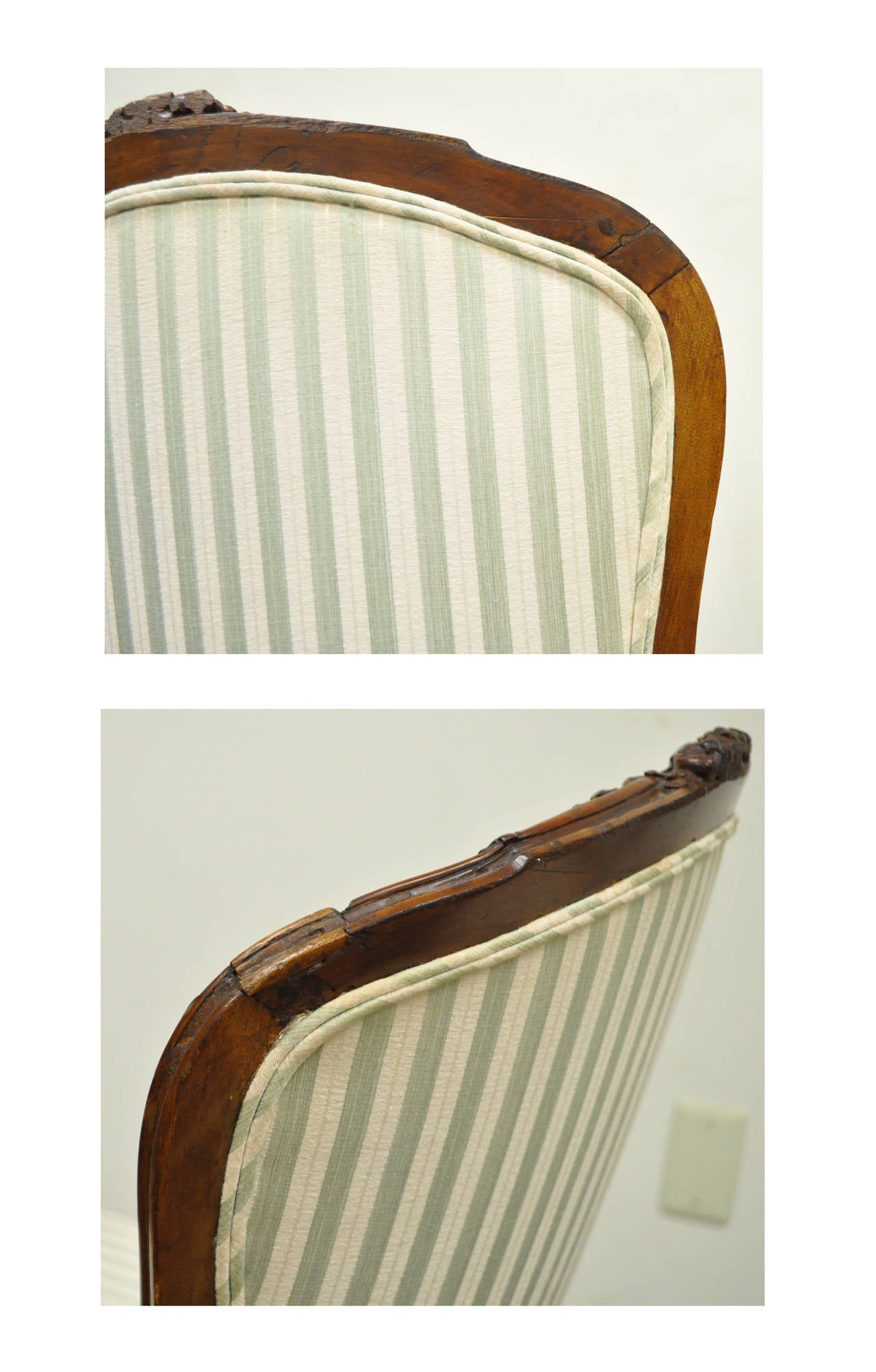 Paire d'anciennes chaises d'appoint de style Louis XV de style victorien français en noyer sculpté en vente 1