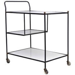 Retro Maurizio Tempestini for Salterini Wrought Iron, Brass, and Masonite Bar Cart