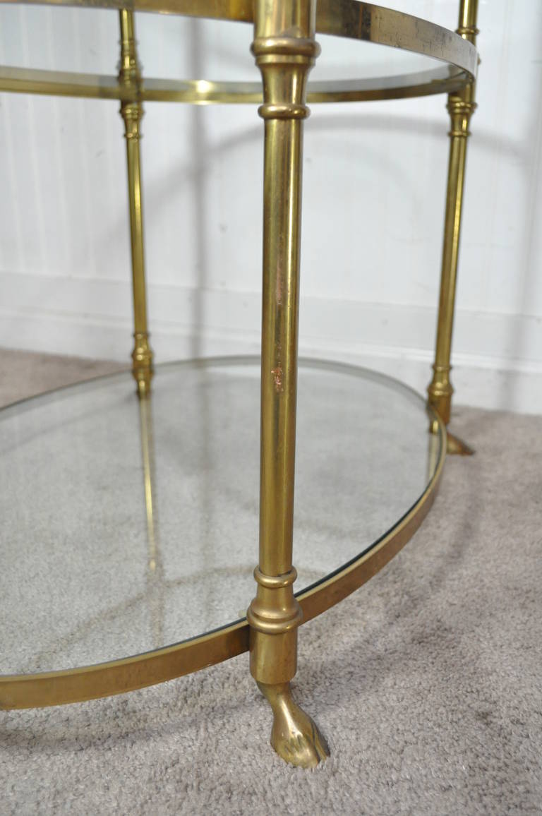 Late 20th Century Rare Italian Hollywood Regency Brass, Hoof Foot Oval Etagere by Labarge