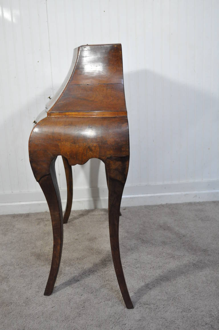 Vintage Italian Burled Patchwork Olive Wood Bombe Commode or Small Desk 4