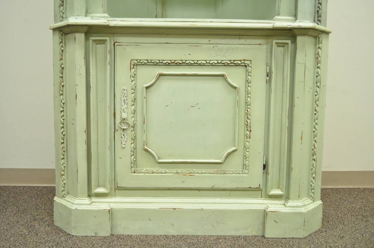 distressed corner cabinet