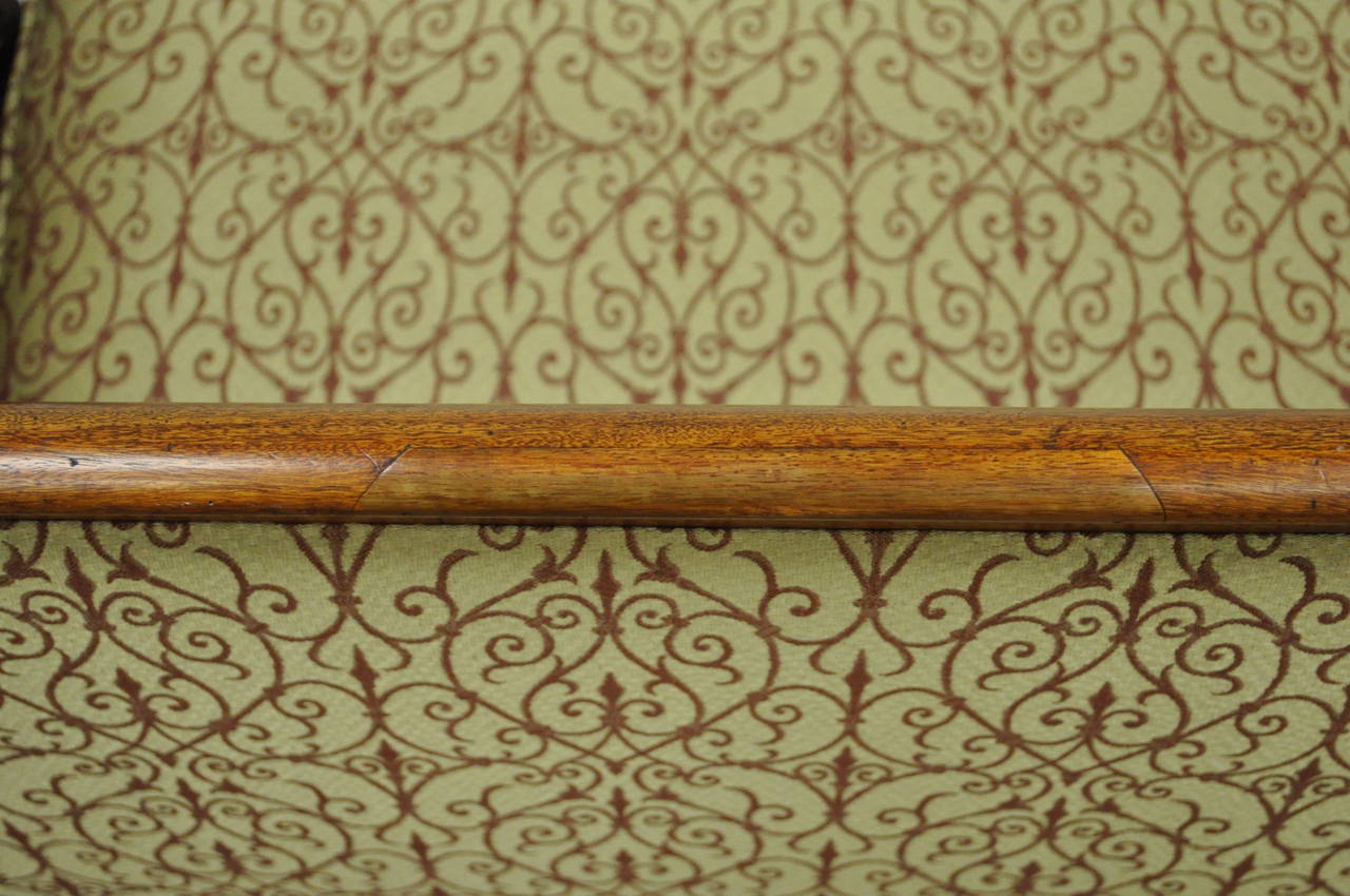 19th Century American Federal Crotch Mahogany Scrolling Arm Sofa 4