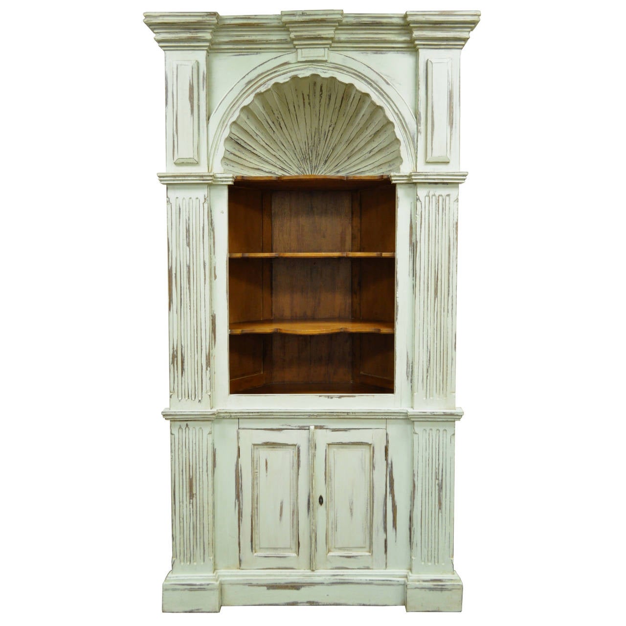 20th Century Shell Carved Country French Style Corner Cabinet