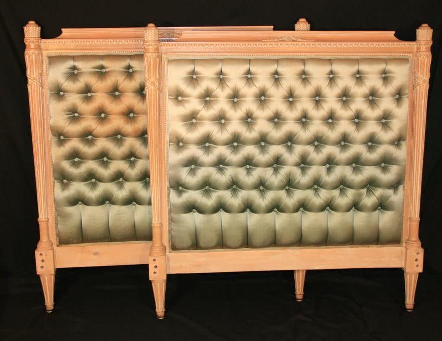 Pair of Carved and Tufted Neoclassical Style Italian Single Beds 6