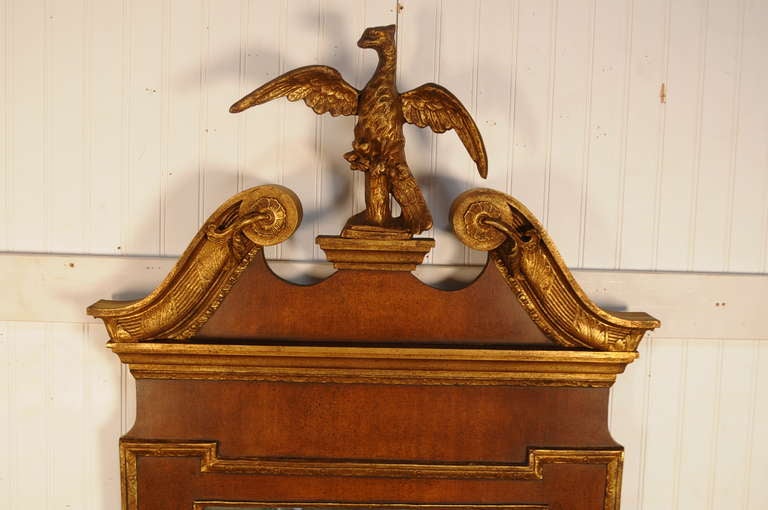 Mahogany Gold Gilt Wood George III Style Eagle Crest Mirror - Friedman Brothers In Good Condition In Philadelphia, PA