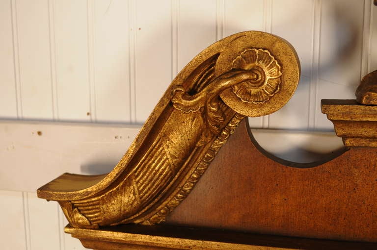 20th Century Mahogany Gold Gilt Wood George III Style Eagle Crest Mirror - Friedman Brothers