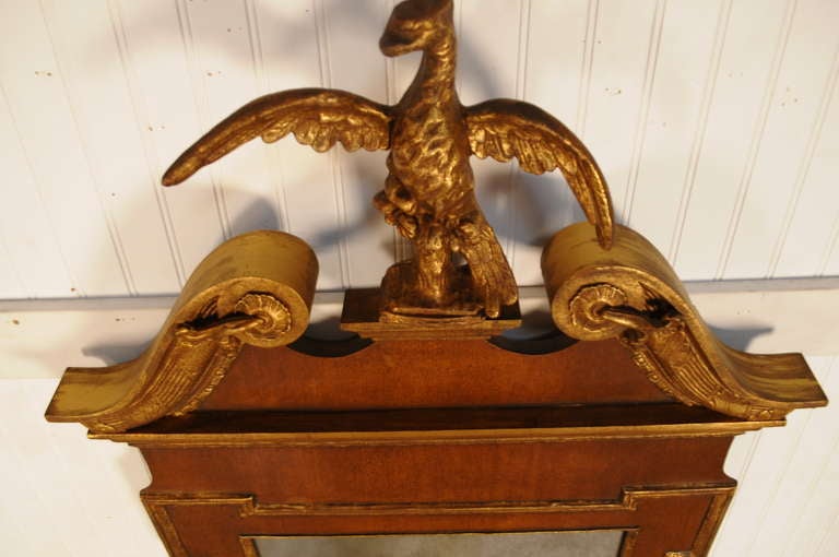 Mahogany Gold Gilt Wood George III Style Eagle Crest Mirror - Friedman Brothers 4