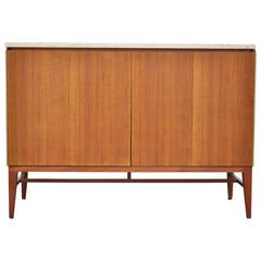 Paul McCobb Irwin Collection Mahogany and Travertine Server or Credenza Cabinet