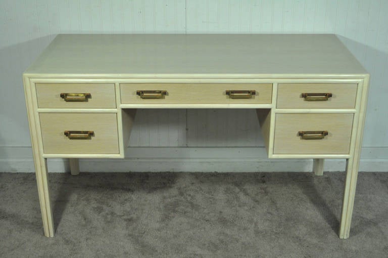 Vintage McGuire Chinoiserie Combed Oak Faux Bamboo-Form Writing Desk 5