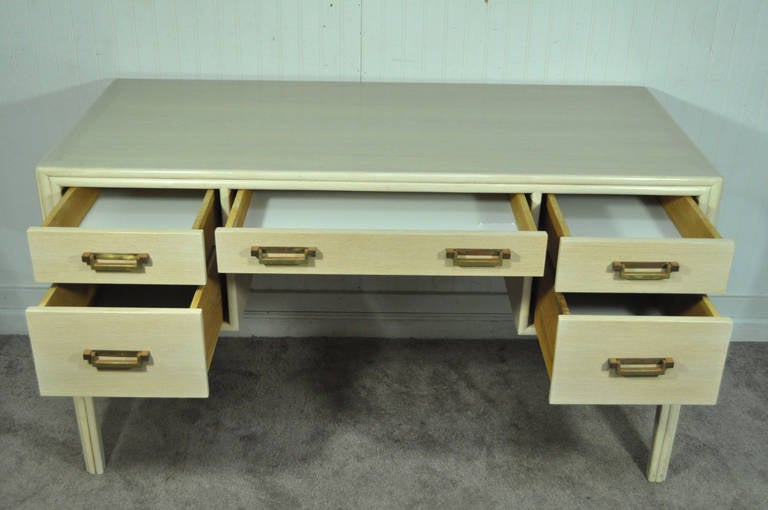 American Vintage McGuire Chinoiserie Combed Oak Faux Bamboo-Form Writing Desk