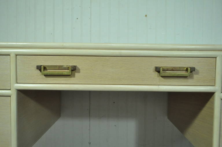 Vintage McGuire Chinoiserie Combed Oak Faux Bamboo-Form Writing Desk 2