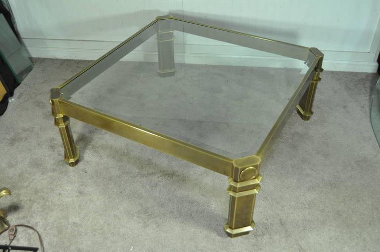 American Vintage Burnished Brass and Glass Hollywood Regency Coffee Table by Mastercraft