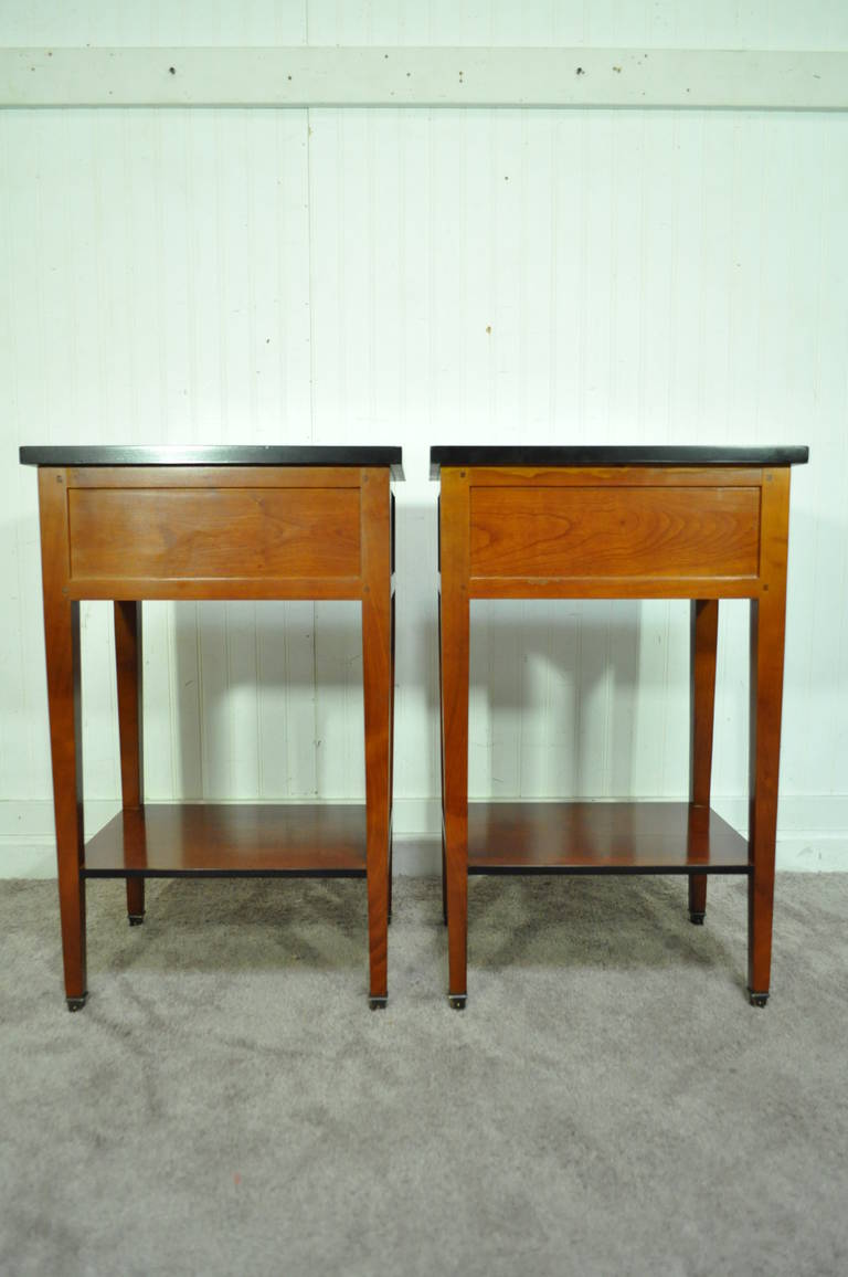 Pair of French Country Style Cherry Nightstands End Tables Made in France, GEKA 2