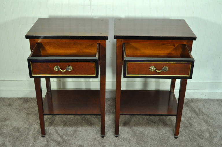 Pair of French Country Style Cherry Nightstands End Tables Made in France, GEKA In Excellent Condition In Philadelphia, PA