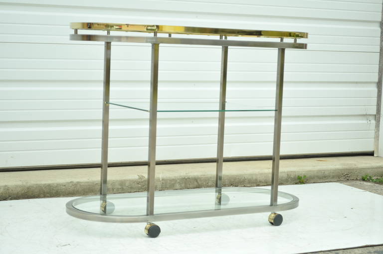 Design Institute of America Brass and Satin Chrome Bar Cart by Milo Baughman 3