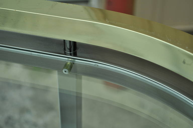Glass Design Institute of America Brass and Satin Chrome Bar Cart by Milo Baughman