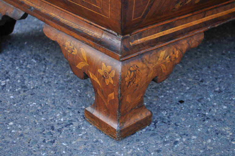 Dutch Colonial 18th C. Dutch Marquetry Inlay Drop Front Secretary Desk Bombe Commode Secretaire