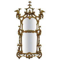 Carved Wood Chinese Chippendale Chinoiserie Style Figural Pagoda Pier Mirror 10