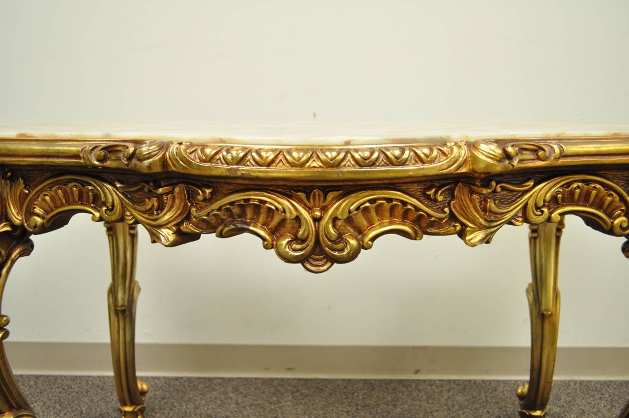 French Baroque Style Gold Gilt Kidney Vanity Desk & Chair attr. to Roma Furn. In Excellent Condition In Philadelphia, PA