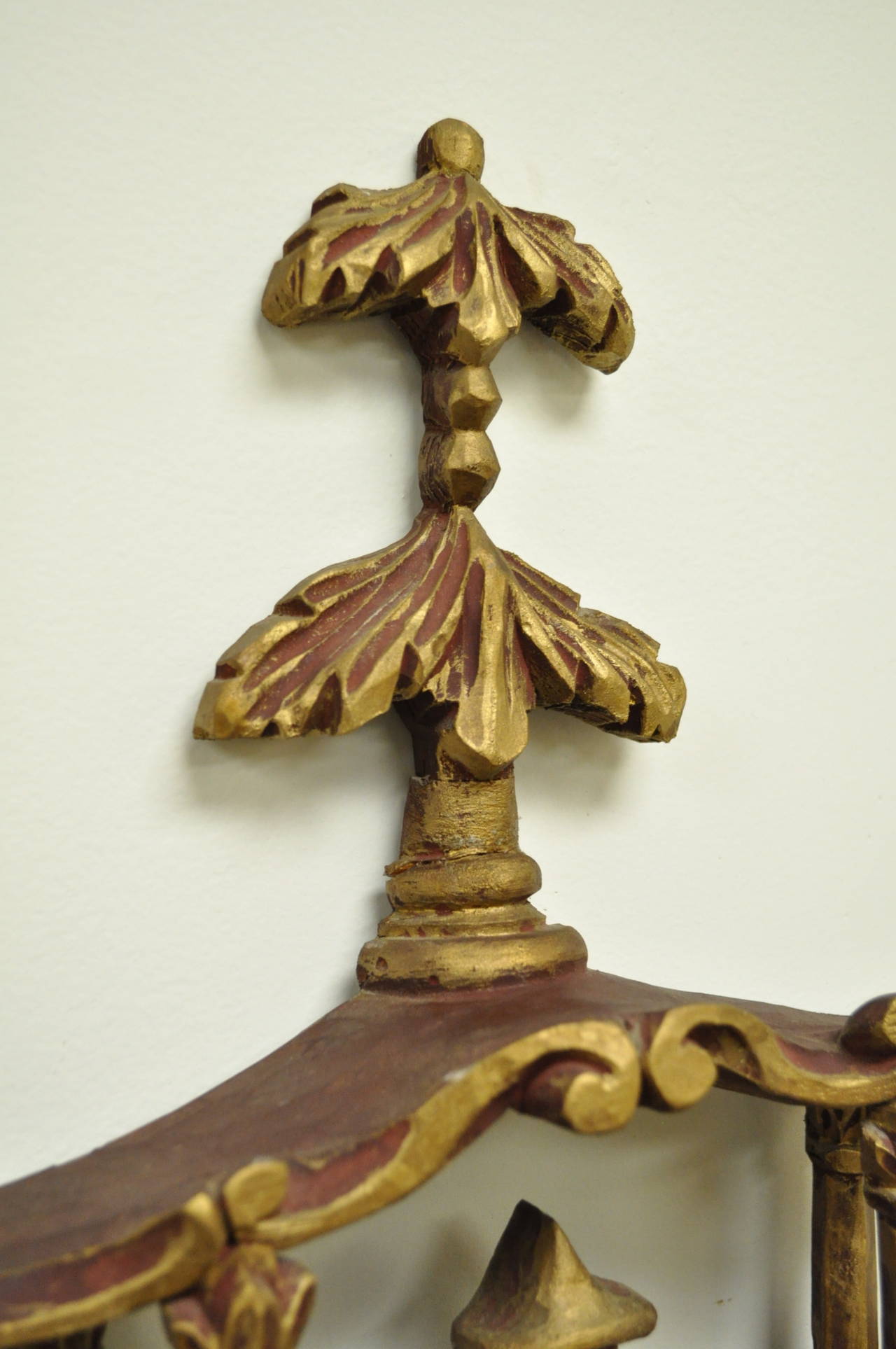 Carved Wood Chinese Chippendale Chinoiserie Figural Bird Pagoda 69
