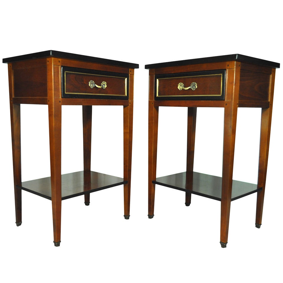 Pair of French Country Style Cherry Nightstands End Tables Made in France, GEKA