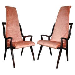 Pair of High Back Hollywood Regency Sculptural Armchairs after Dorothy Draper