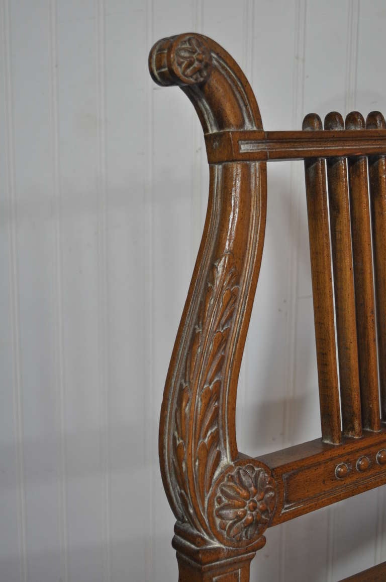 French Neoclassical Style Carved Lyre Back Italian Side Chairs Cane Seat a Pair In Excellent Condition In Philadelphia, PA