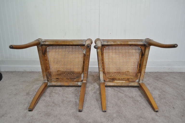 French Neoclassical Style Carved Lyre Back Italian Side Chairs Cane Seat a Pair 3