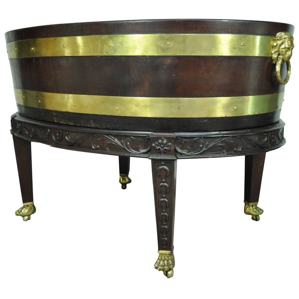 19th Century George III Style Mahogany Wine Cooler or Cellarette on Stand For Sale