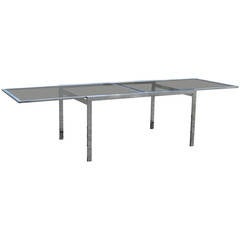 Mid Century Modern Chrome & Glass Extension Dining Table attr. to Milo Baughman 12