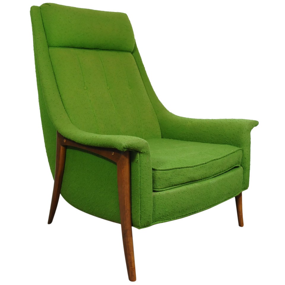 Mid Century Danish Modern Teak Klismos Lounge Chair after T.H. Robsjohn Gibbings
