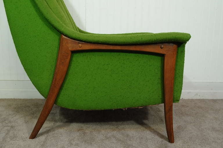 Mid Century Danish Modern Teak Klismos Lounge Chair after T.H. Robsjohn Gibbings In Good Condition In Philadelphia, PA