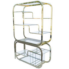 Milo Baughman Brass And Glass Etagere Bei 1stdibs