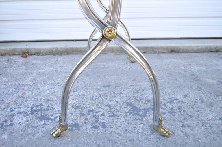 Philippine Steel & Bronze French Neoclassical Style Paw Foot Towel Rack after Maison Jansen