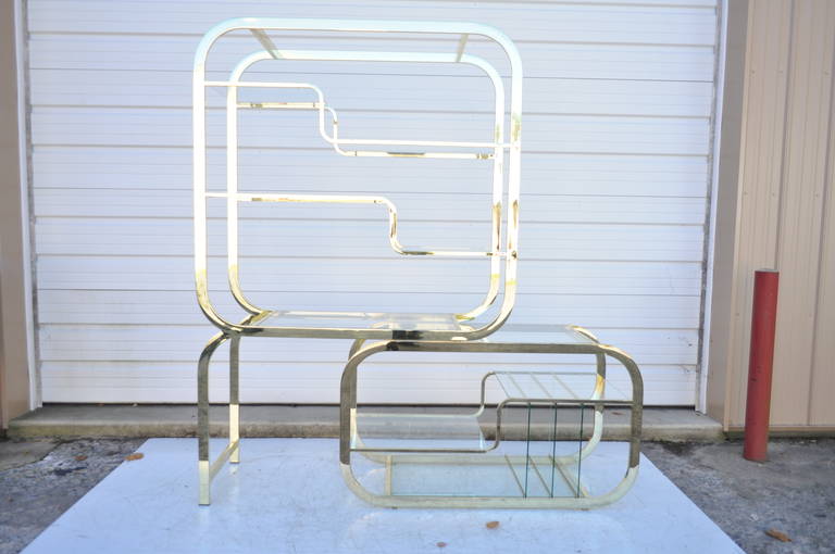 brass and glass etagere