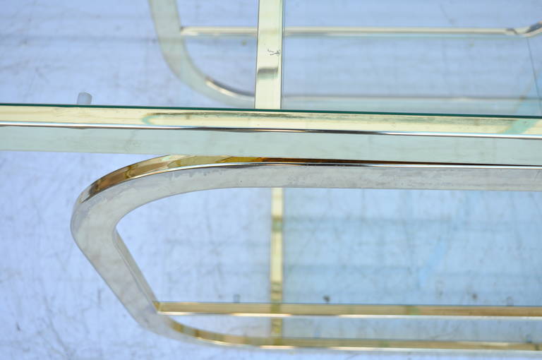 Late 20th Century Mid Century Modern Brass Glass Etagere Design Institute of America Milo Baughman