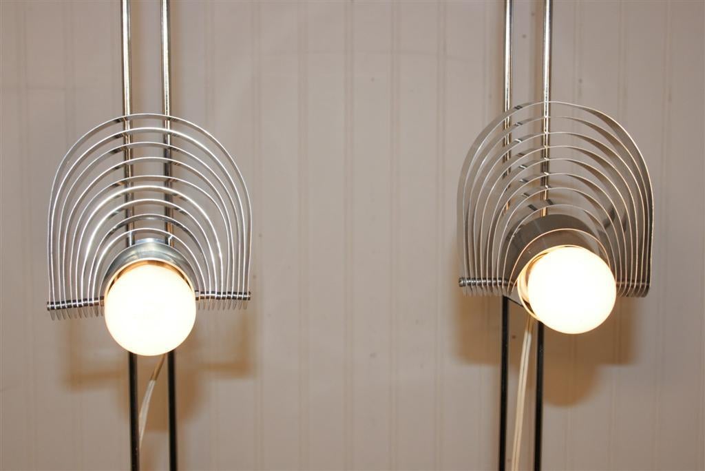 Pair Visor Chrome Swiss Floor Lamps by E.R. Nele Temde Leuchten 3